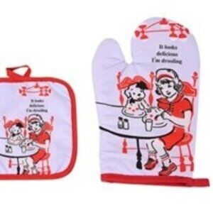 "It looks delicious I'm drooling" Vintage Set Potholder & Glove Heat Resistent